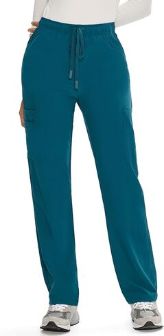 COZYFIT Straight Leg Scrub Pants for Women, Drawstring Soft Stretch, Anti-Wrinkle Women's Scrub Pants with 6 Pockets in Kuwait