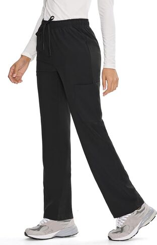 COZYFIT Straight Leg Scrub Pants for Women, Drawstring Soft Stretch, Anti-Wrinkle Women's Scrub Pants with 6 Pockets in Kuwait