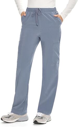 COZYFIT Straight Leg Scrub Pants for Women, Drawstring Soft Stretch, Anti-Wrinkle Women's Scrub Pants with 6 Pockets in Kuwait