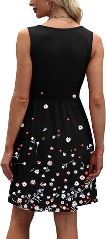 WIHOLL Women's Summer Dress 2026 A-Line Sleeveless Casual Sundress with Pockets Floral/Solid in Kuwait