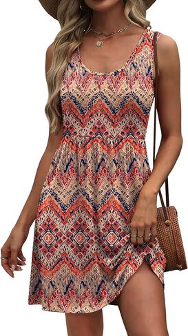 WIHOLL Women's Summer Dress 2026 A-Line Sleeveless Casual Sundress with Pockets Floral/Solid in Kuwait