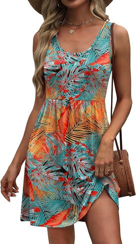WIHOLL Women's Summer Dress 2026 A-Line Sleeveless Casual Sundress with Pockets Floral/Solid in Kuwait