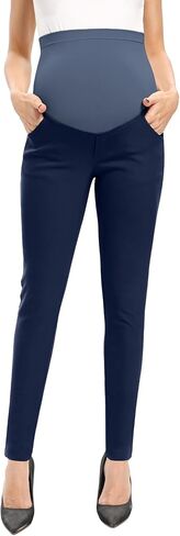 POSHGLAM Women's Maternity Pants Casual Work Pull-on Stretch Comfy Skinny Pregnancy Pants with Pockets in Saudi Arabia
