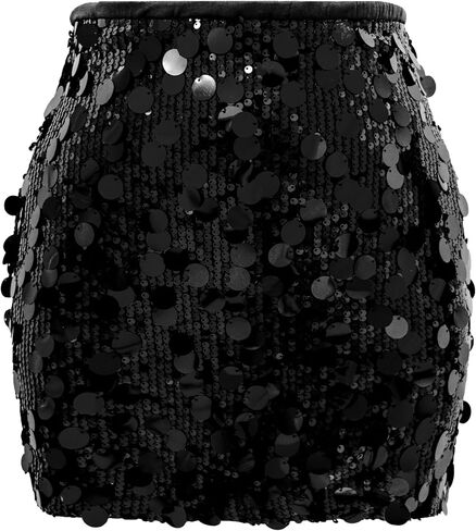 Women Sequin Mini Skirt Sexy Sparkle Waist Elastic Stretch Night Out Party Club Short Skirts in Saudi Arabia