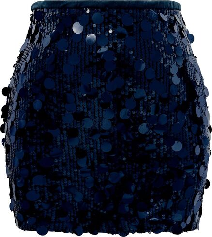 Women Sequin Mini Skirt Sexy Sparkle Waist Elastic Stretch Night Out Party Club Short Skirts in Saudi Arabia