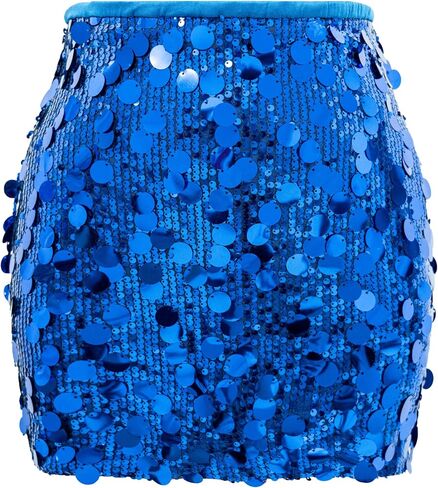 Women Sequin Mini Skirt Sexy Sparkle Waist Elastic Stretch Night Out Party Club Short Skirts in Saudi Arabia