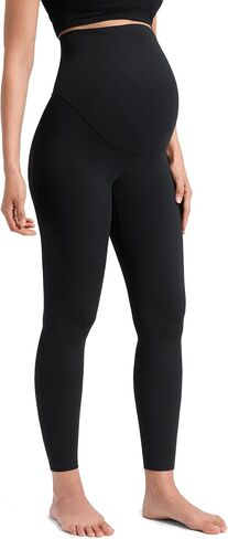 CRZ YOGA Softretch Maternity No Front Seam Leggings 25" - Workout Yoga Casual Womens Pregnancy Pants Over The Belly in Kuwait