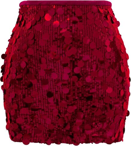 Women Sequin Mini Skirt Sexy Sparkle Waist Elastic Stretch Night Out Party Club Short Skirts in Saudi Arabia