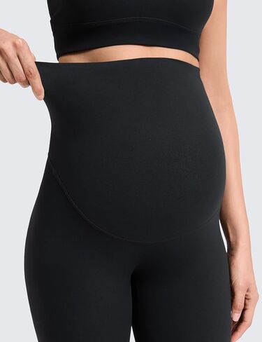 CRZ YOGA Softretch Maternity No Front Seam Leggings 25" - Workout Yoga Casual Womens Pregnancy Pants Over The Belly in Kuwait