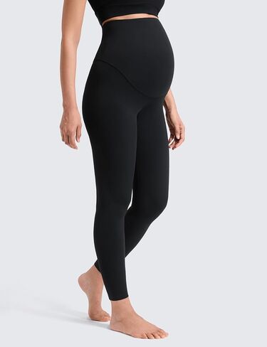 CRZ YOGA Softretch Maternity No Front Seam Leggings 25" - Workout Yoga Casual Womens Pregnancy Pants Over The Belly in Kuwait