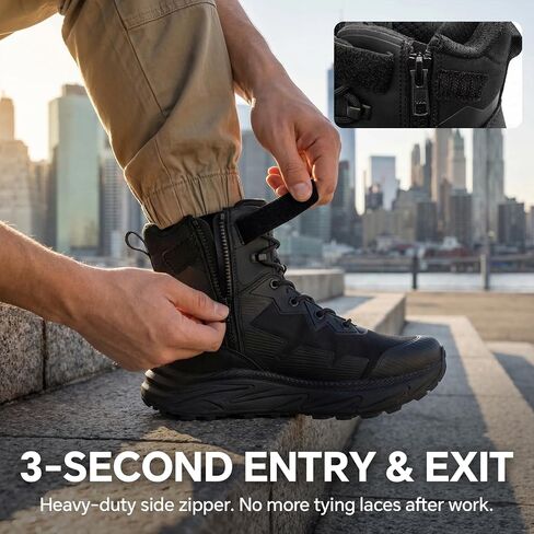Womens Tactical Boots Comfortable Work Boots For Women 6 Inch Lightweight Combat Boots Womens Zipper Emt Army Boots For Women in Kuwait