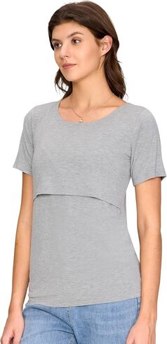 3 Pack Women's Nursing Tops, Breastfeeding Shirts Short Sleeve, Double Layer Maternity Clothes in Saudi Arabia