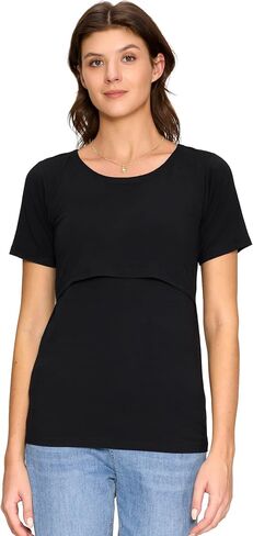 3 Pack Women's Nursing Tops, Breastfeeding Shirts Short Sleeve, Double Layer Maternity Clothes in Saudi Arabia