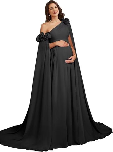 One Shoulder Maternity Photoshoot Dress Chiffon Baby Shower Pregnancy Gown in Kuwait