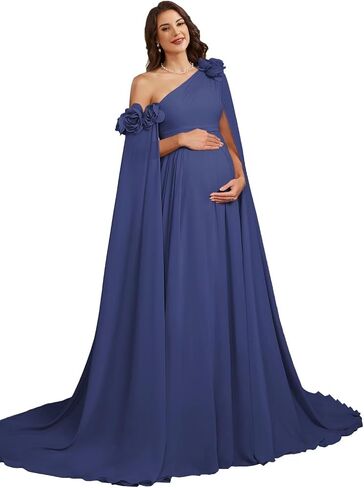 One Shoulder Maternity Photoshoot Dress Chiffon Baby Shower Pregnancy Gown in Kuwait