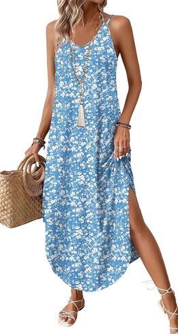 WIHOLL Summer Dresses for Women 2026 Maxi Dress Boho Halter Dress Sundresses Beach Vacation Clothes Travel Outfits in Kuwait