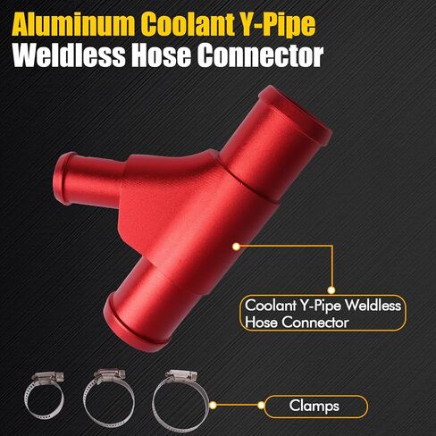 Aluminum Coolant Y-Pipe Weldless Hose Connector Compatible with 2003-2007 Ford Ford F-250 F-350 F-450 F-550 Super Duty 2003-2010 Ford E-350 E-450 Econoline 2003-2005 Ford Excursion 6.0L Red in Saudi Arabia