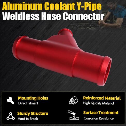 Aluminum Coolant Y-Pipe Weldless Hose Connector Compatible with 2003-2007 Ford Ford F-250 F-350 F-450 F-550 Super Duty 2003-2010 Ford E-350 E-450 Econoline 2003-2005 Ford Excursion 6.0L Red in Saudi Arabia