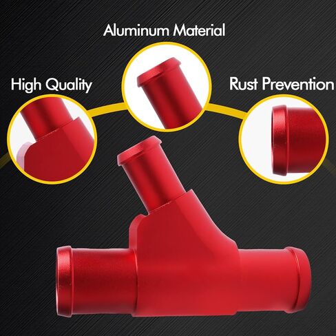Aluminum Coolant Y-Pipe Weldless Hose Connector Compatible with 2003-2007 Ford Ford F-250 F-350 F-450 F-550 Super Duty 2003-2010 Ford E-350 E-450 Econoline 2003-2005 Ford Excursion 6.0L Red in Saudi Arabia