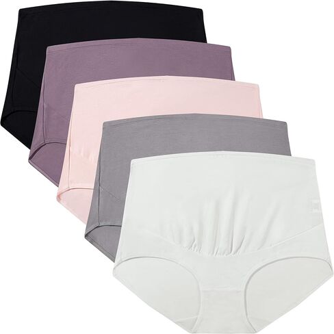Mama Cotton Women's Over The Bump Maternity Briefs, High Waist, Cotton, Adjustable Waistband, Multi-Pack in Saudi Arabia