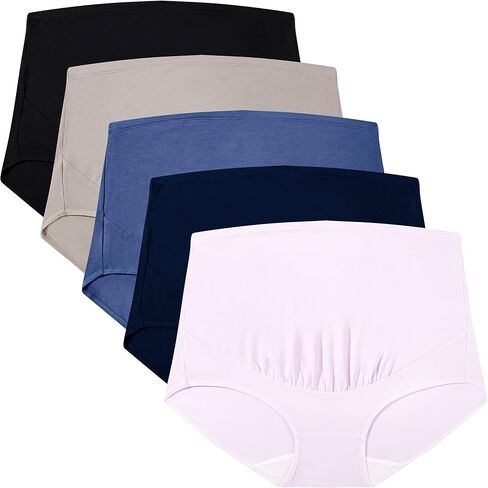 Mama Cotton Women's Over The Bump Maternity Briefs, High Waist, Cotton, Adjustable Waistband, Multi-Pack in Saudi Arabia