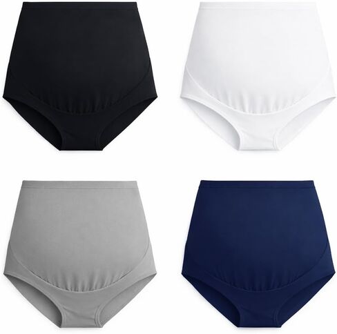 Mama Cotton Women's Over The Bump Maternity Briefs, High Waist, Cotton, Adjustable Waistband, Multi-Pack in Saudi Arabia