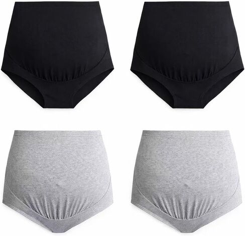 Mama Cotton Women's Over The Bump Maternity Briefs, High Waist, Cotton, Adjustable Waistband, Multi-Pack in Saudi Arabia