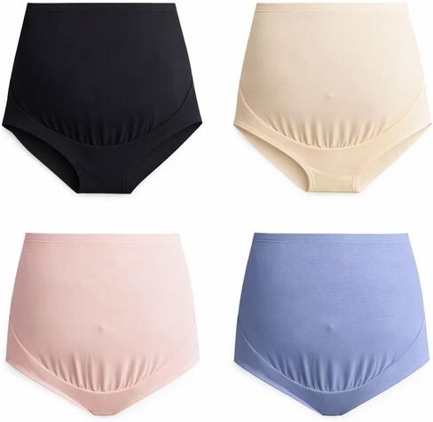 Mama Cotton Women's Over The Bump Maternity Briefs, High Waist, Cotton, Adjustable Waistband, Multi-Pack in Saudi Arabia