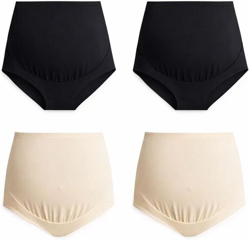 Mama Cotton Women's Over The Bump Maternity Briefs, High Waist, Cotton, Adjustable Waistband, Multi-Pack in Saudi Arabia
