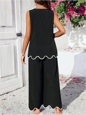RoseSeek Women's Maternity 2 Piece Outfits Tank Top and Wide Leg Pants Summer Pregnancy Clothes in Kuwait