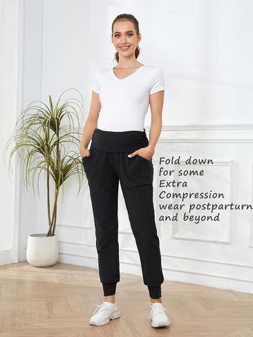 PARNIXS Maternity Two-Piece Set Basic Stretch Design with Pockets Soft Leggings for Active Moms Yoga Pants - Year-Round Wear in Saudi Arabia