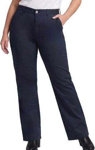 Dickies Womens Plus Size Work Pants - Mid Rise Slim Fit Bootcut Leg Workwear Casual Trousers for Women-Size Up for Ideal Fit in Kuwait