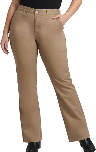 Dickies Womens Plus Size Work Pants - Mid Rise Slim Fit Bootcut Leg Workwear Casual Trousers for Women-Size Up for Ideal Fit in Kuwait