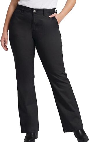 Dickies Womens Plus Size Work Pants - Mid Rise Slim Fit Bootcut Leg Workwear Casual Trousers for Women-Size Up for Ideal Fit in Kuwait