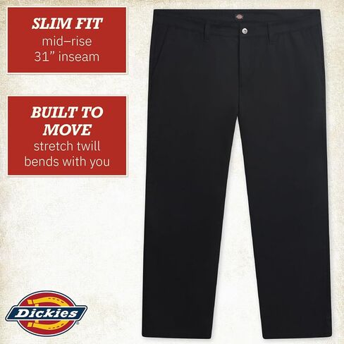 Dickies Womens Plus Size Work Pants - Mid Rise Slim Fit Bootcut Leg Workwear Casual Trousers for Women-Size Up for Ideal Fit in Kuwait