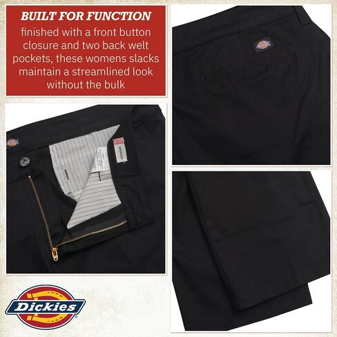 Dickies Womens Plus Size Work Pants - Mid Rise Slim Fit Bootcut Leg Workwear Casual Trousers for Women-Size Up for Ideal Fit in Kuwait