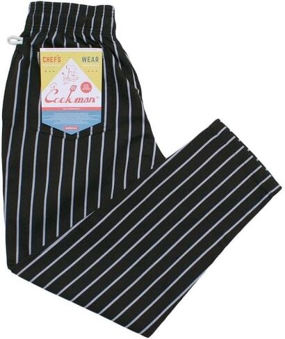 COOKMAN Chef Pants - Stripe : Black in Kuwait