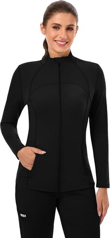 Scrub Jackets for Women, Zip Front Lightweight Slim Fit Nurse Tops with 4 Pockets, Princess Seams,360 Stretch Fabric in Saudi Arabia