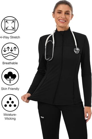 Scrub Jackets for Women, Zip Front Lightweight Slim Fit Nurse Tops with 4 Pockets, Princess Seams,360 Stretch Fabric in Saudi Arabia