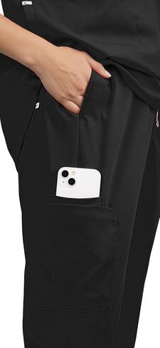 Scrubs for Women Set - Sleeveless Stand-Up Collar Scrub Top and Tapered Jogger Pants, 8-Pocket Work Uniform in Saudi Arabia