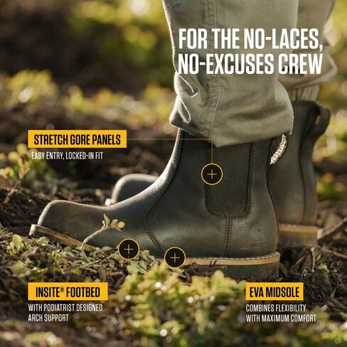حذاء عمل تشيلسي فرونتير نسائي من Carhartt ذو مقدمة ناعمة - مقاوم للماء، نعل خارجي مطاطي مقاوم للانزلاق، وسادة قدم مبطنة in Kuwait