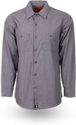 PINNACLE Men's Long Sleeve Microcheck Industrial Work Shirt S24 in Kuwait