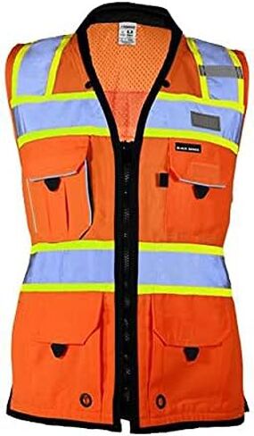 Kishigo Premium Black Series® Women's Heavy Duty Surveyors Vest S Orange in Saudi Arabia
