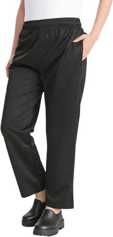 Women's Stretch Black Chef Pants Baggy Casual Cargo Pants Elastic Waist Chef Restaurant Work Pants Multi Pockets in Saudi Arabia