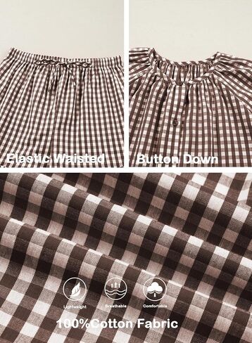 BLENCOT Maternity Clothes Button Down Checkered Cotton Sleepwear Pregnancy Pajamas Sets 2 Piece Lounge Set in Kuwait