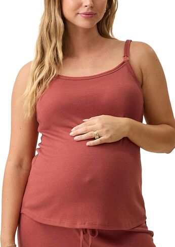 Kindred Bravely Essentials Nursing Camisole Maternity Tank Top Built in Bra | Soft ribbed breastfeeding cami with clip down straps and shelf bra. Stretchy sleep and lounge fit for pregnancy to postpartum in Kuwait
