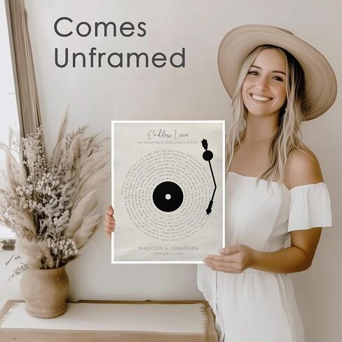 DREAM BIG PRINTABLES Customizable Couples Song Lyrics Art Print | Personalized Wall Art with Your Favorite Song | Names and Date | Unique Romantic Gift for Anniversary | Wedding | or Valentine’s Day in Kuwait
