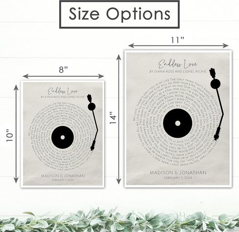 DREAM BIG PRINTABLES Customizable Couples Song Lyrics Art Print | Personalized Wall Art with Your Favorite Song | Names and Date | Unique Romantic Gift for Anniversary | Wedding | or Valentine’s Day in Kuwait