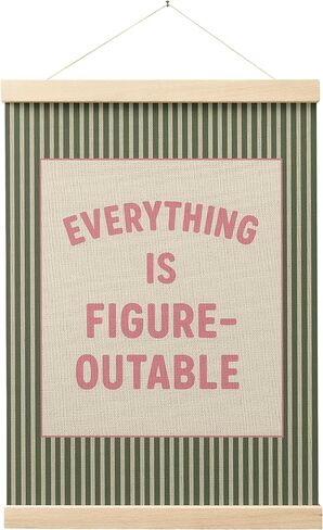 FGFK Everything Is Figureoutable Positive Affirmations Wall Art Poster Hanger Frame, Retro Pink and Green Inspirational Canvas Prints Framed Wall Decor for Office Classroom Home Bedroom, 12x16 Inch in Saudi Arabia
