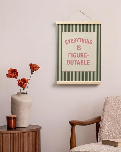 FGFK Everything Is Figureoutable Positive Affirmations Wall Art Poster Hanger Frame, Retro Pink and Green Inspirational Canvas Prints Framed Wall Decor for Office Classroom Home Bedroom, 12x16 Inch in Saudi Arabia
